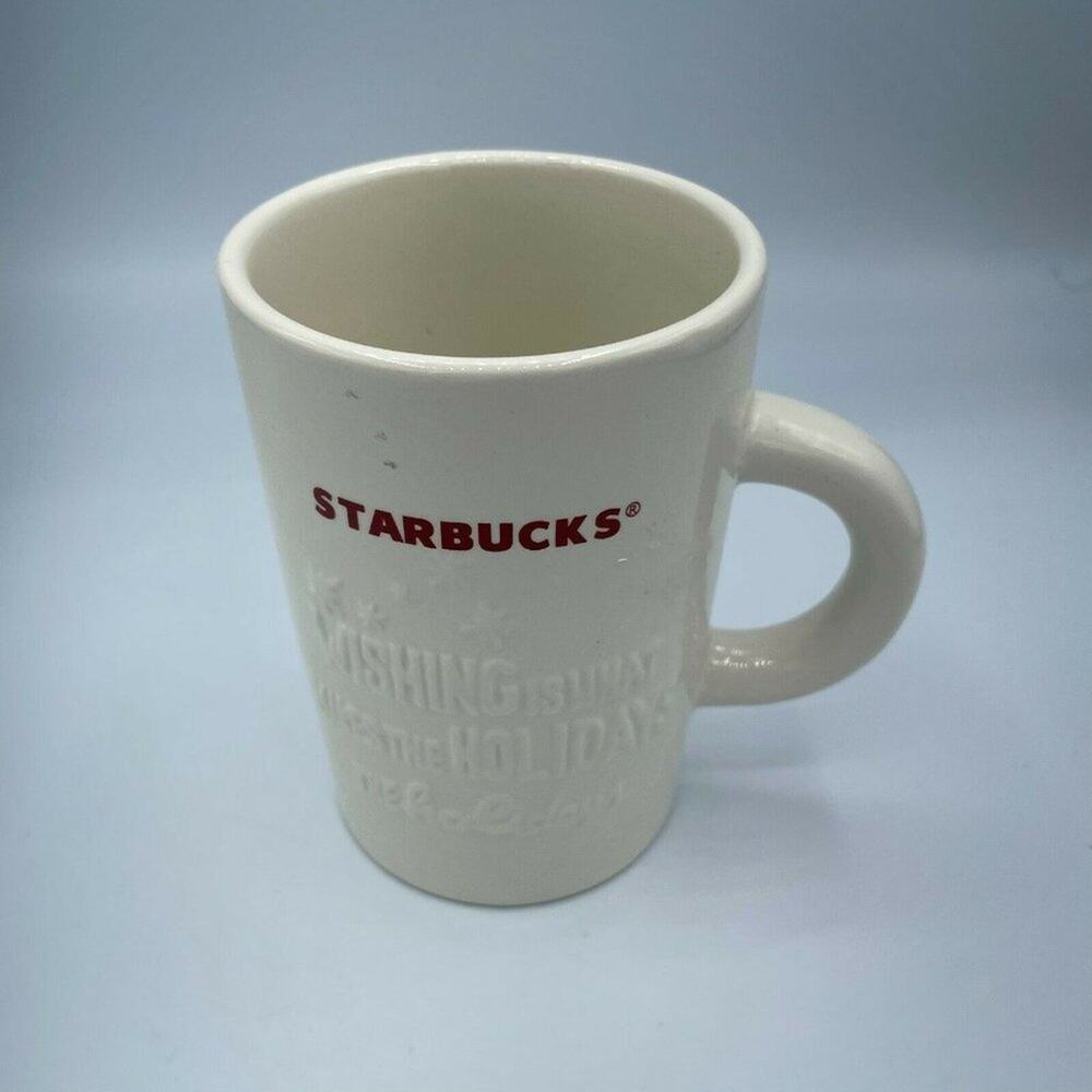 Starbucks Ivory Ceramic Holiday Coffee Mug Cup Tall 10 oz